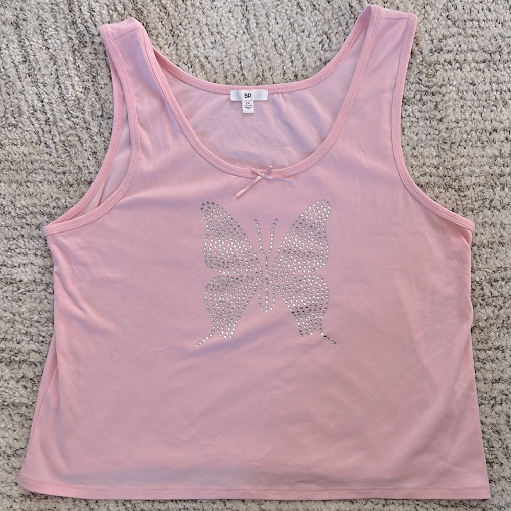 NWT BP. from Nordstrom 3XL pink tank top with rhinestone butterfly